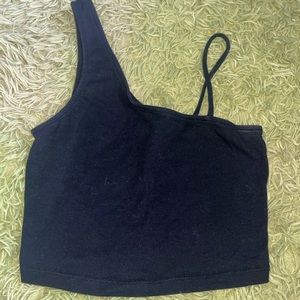 Asymmetrical Black Tank Top